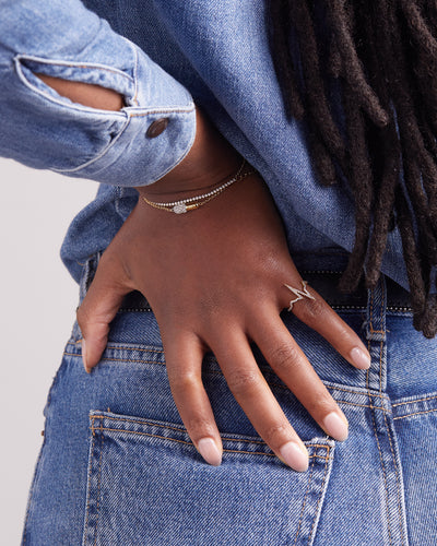 Pavé Heartbeat EKG Ring